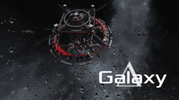 Creator: KungFuChowder - A banner displaying a red Starbase and a few ships, with "Galaxy" written in the corner, overtop the Greek letter Delta.