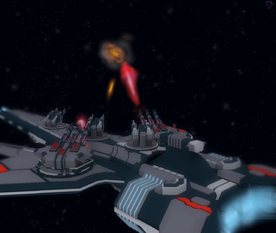 Creator: Unknown - This picture is of a Helios battleship destroying some unidentified target.
